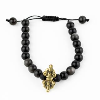 Bratara reglabila din Piatra Naturala Slefuita - Black Obsidian