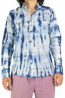 Camasa din bumbac cu maneca lunga - Tye Dye print - INDIGO