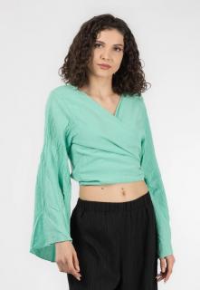 Crop Top Boho cu Maneci Tip Clopot - Menta