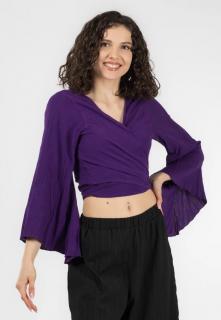 Crop Top Boho cu Maneci Tip Clopot - Mov