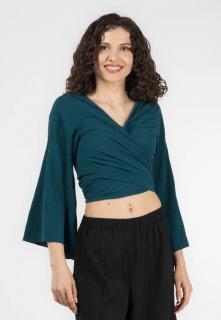 Crop Top Boho cu Maneci Tip Clopot - Teal