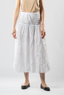 Fusta Boho Midi cu Banda Lata si Elastica in Talie - Alb