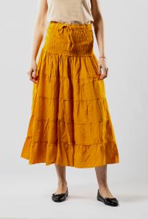 Fusta Boho Midi cu Banda Lata si Elastica in Talie - Galben