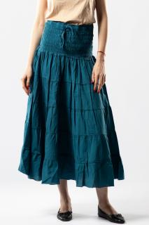 Fusta Boho Midi cu Banda Lata si Elastica in Talie - Teal