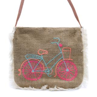 Geanta de umar cu franjuri si broderie - Bicicleta