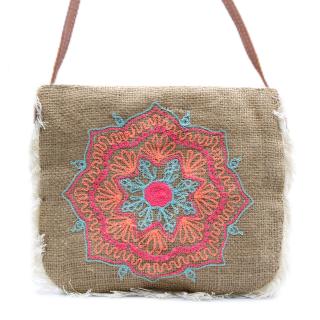 Geanta de umar cu franjuri si broderie - Mandala