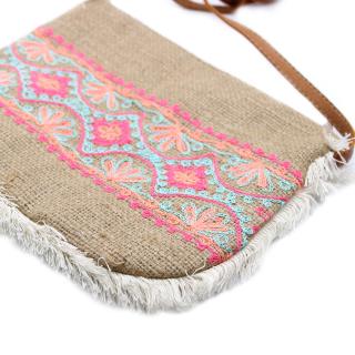 Geanta de umar cu franjuri si broderie - Summer Vibe