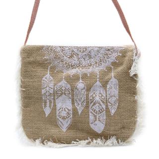 Geanta de umar cu franjuri si print -  Dream Catcher