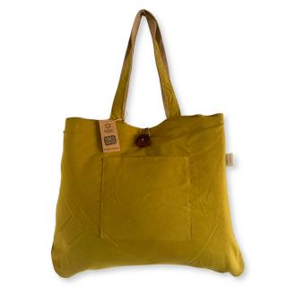 Geanta Mare Reversibila din luta si Bumbac - Verde Fistic
