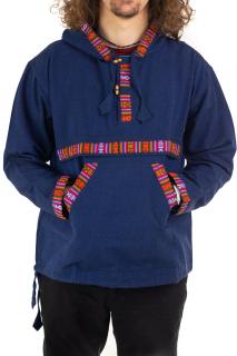 Hanorac ethnic din bumbac subtire - Blue(XL)