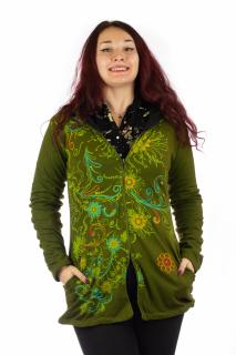 Jacheta din bumbac cu print floral - Verde inchis SHJKT01