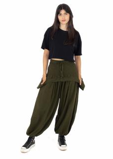 Pantaloni baggy cu buzunare supradimensionate - Verde