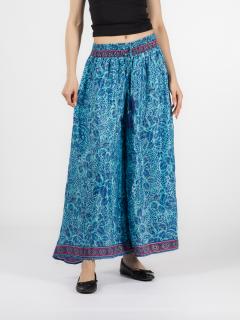 Pantaloni cu croi lejer din material fluid si fir auriu - Model 34