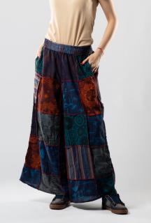 Pantaloni Culottes Patch din Bumbac cu Print - Nuante de Albastru