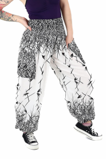 Pantaloni Jasmine cu print Abstract - Alb