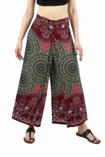 Pantaloni palazzo petrecuti cu print Mandala - Rosu