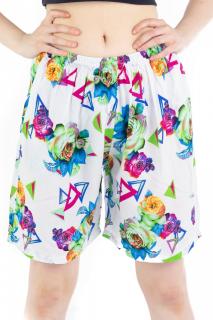 Pantaloni scurti din rayon - Geometric flowers(L XL)