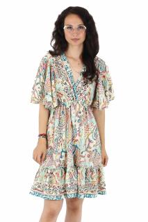 Rochie boho scurta cu volanase si print floral - Model 2