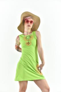 Rochie din bumbac lejera cu broderie - Lime