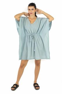 Rochie Kaftan scurta intr-o culoare - Albastru Prafuit