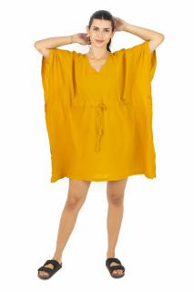 Rochie Kaftan scurta intr-o culoare - Mustar