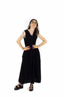 Rochie lunga fara maneci cu buzunare laterale - Negru