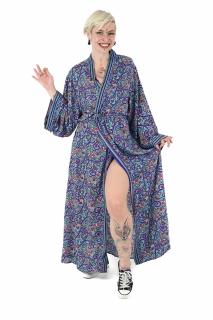 Rochie lunga tip Kimono din maerial fluid cu croi drept - Model 2