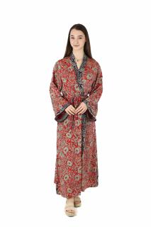 Rochie lunga tip Kimono din maerial fluid cu croi drept - Model 3