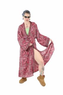 Rochie lunga tip Kimono din material fluid cu croi drept - Model 1