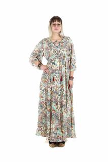 Rochie maxi boho cu imprimeu si maneci trei sfert - Model 4