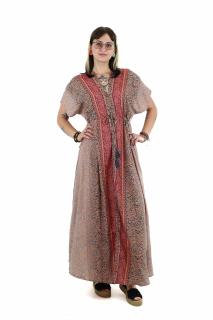 Rochie maxi boho cu maneca scurta si crapatura in fata - Model 7