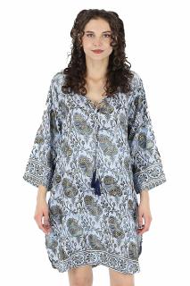 Rochie scurta cu croi lejer si imprimeu oriental - Model 1