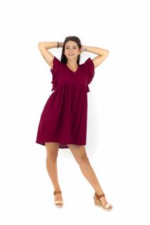 Rochie scurta fara maneci cu volanase - Wine