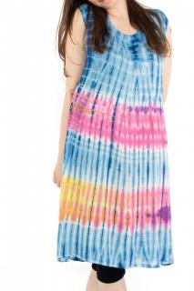 Rochie Tie-Dye din rayon - Albastra(L XL)