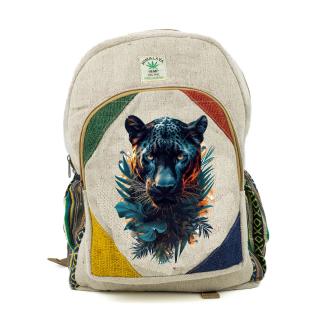 Rucsac mare din canepa si bumbac cu print artistic - Black Panther