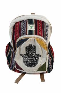 Rucsac Mare din Canepa si Bumbac cu Print - Hand of Fatima 2