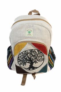 Rucsac Mare din Canepa si Bumbac cu Print - Tree of Life