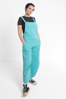 Salopeta Boho Intr-o Culoare cu Bretele Reglabile Elastic in Talie si Croi Lejer - Turquoise