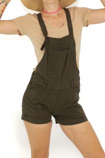 Salopeta scurta din bumbac intr-o culoare - Khaki