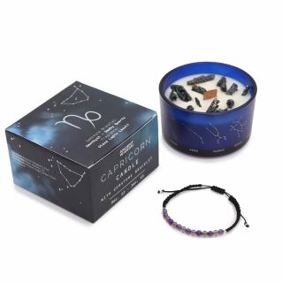 Set Lumanare cu Cristale si Bratara cu Pietre Pretioase pentru Zodia Capricorn