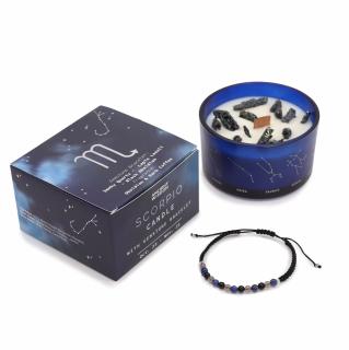 Set Lumanare cu Cristale si Bratara cu Pietre Pretioase pentru Zodia Scorpion