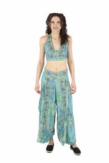 Set top si pantaloni cu print oriental si fir auriu - Model 2