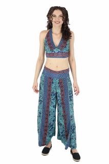 Set top si pantaloni cu print oriental si fir auriu - Model 5