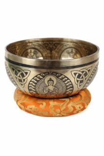 Singing Bowl - handmade - 20cm - 1270gr - 7 metale - 190Hz - Chenrezig as a compassion Buddha