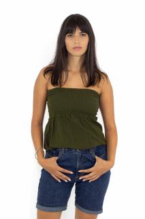 Top intr-o culoare cu banda elastica - Khaki