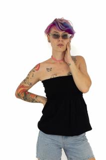 Top intr-o culoare cu banda elastica - Negru