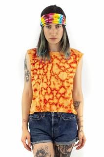 Tricou fara maneci Tie Dye 2 - Portocaliu