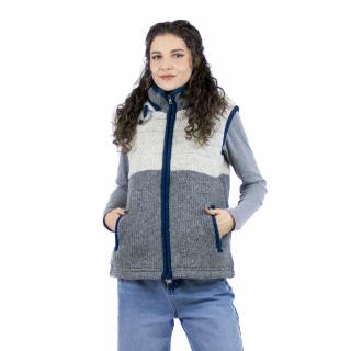 Vesta din 100% lana captusita cu polar si gluga - Gri si Alb