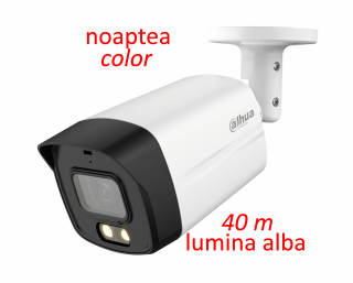 Camera full-color DAHUA de exterior cu microfon 2 Megapixeli  HAC-HFW1239TLM-A-LED, lumina alba, max. 40 m