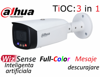 Camera IP exterior Full Color 5 Megapixeli Dahua TiOC IPC-HFW3549T1-AS-PV, bullet, 3 in 1, inteligenta artificiala, mesaje descurajare